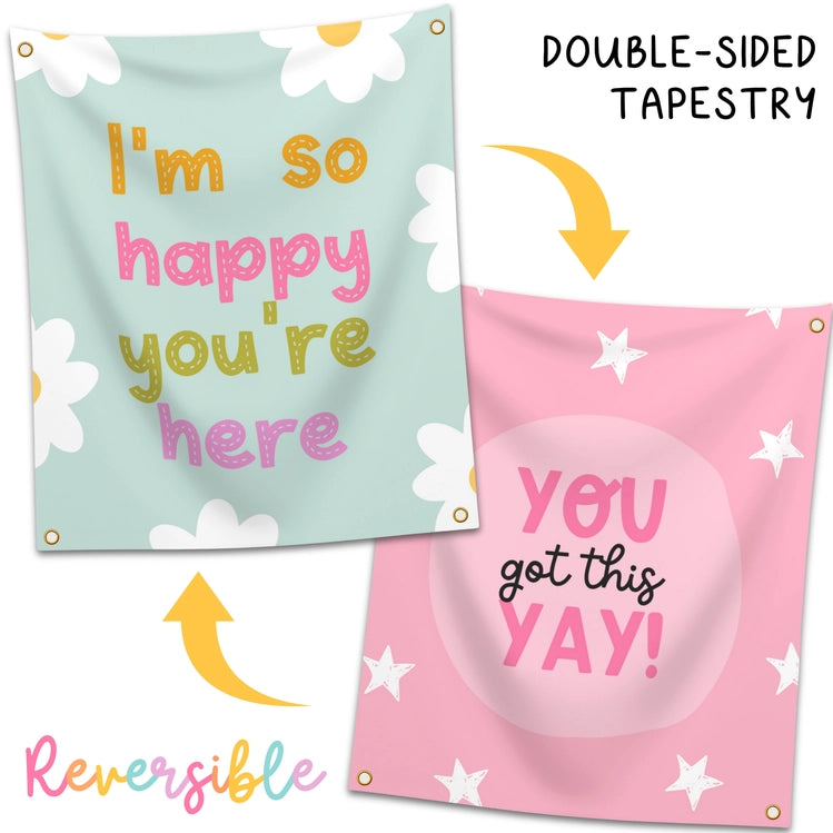 So Happy You're Here Double-Sided Tapestry