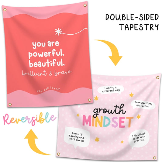 Positive Growth Mindset Double-Sided Tapestry