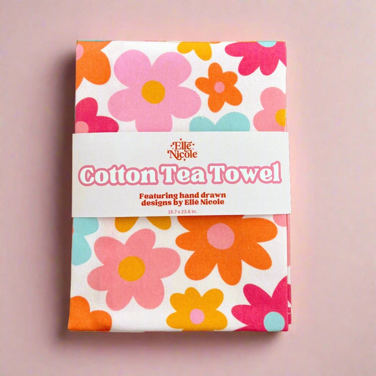 Retro Florals Cotton Tea Towel