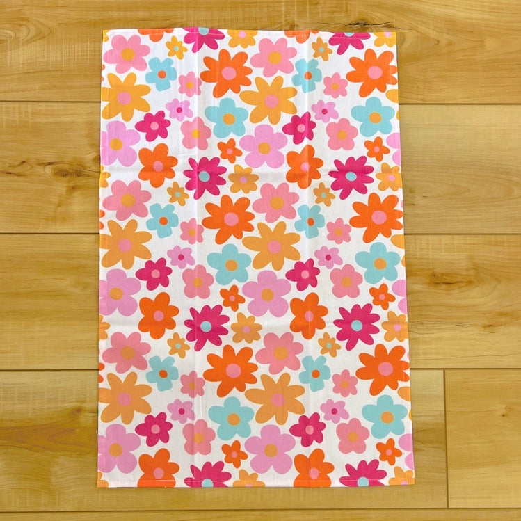 Retro Florals Cotton Tea Towel